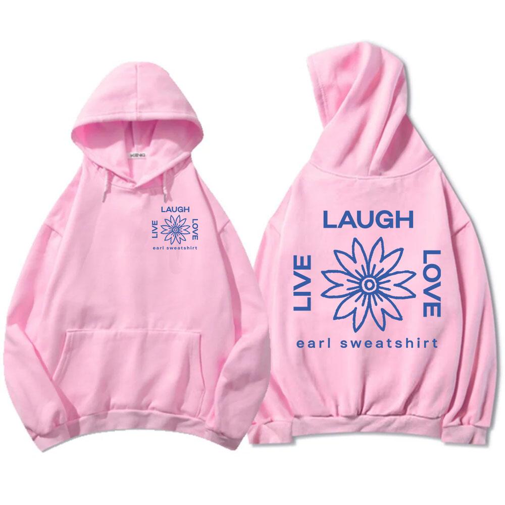 LLL FLOWER Print Hoodies Earl Sweatshirt Live Laugh Love Sweatshirt Autumn Fleece Male Hooded Pullovers Casual Men Clothes