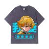 275 GSM Washed T-shirts 100% Cotton Demon Slayer V100 Zenitsu Print Unisex Heavy Cotton T Shirt