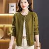 Round Neck Sweater Jacket Women's Spring and Autumn Loose Outer Top Large Size Western Style Short Knitted Cardigan