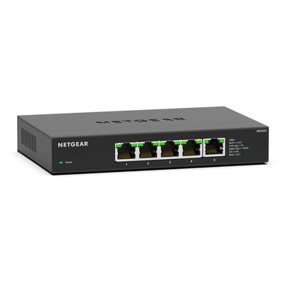Коммутационный концентратор NETGEAR, 5 портов, металлический корпус, тихий, безвентиляторный, 3 года гарантии, неуправляемый коммутатор [оригинальный продукт] 2.5G, производитель MS305-100JPS