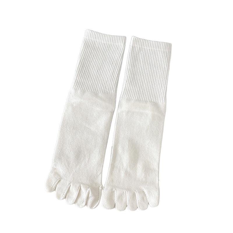 1 пара носков Harajuku из органического хлопка с пятью пальцами, мягкие чулки, эластичные носки с пальцами, женские носки средней длины, однотонные, дышащие