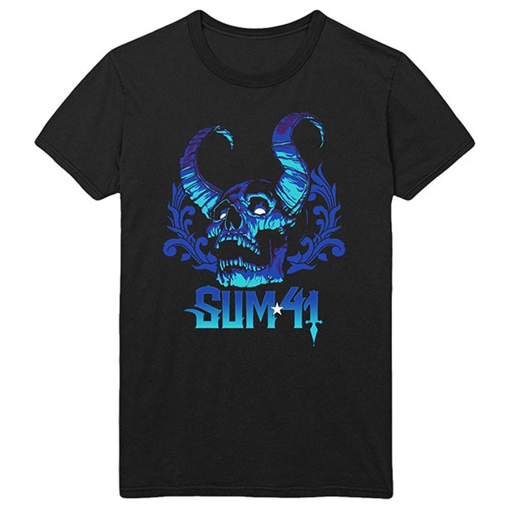 Men's Sum 41 Blue Demon (Back Print) Slim Fit T-shirt Medium Black