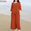 Women Blouse and Pants Casual Two Piece Trousers Suit Set