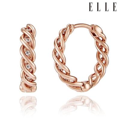 [ELLE Jewelry] Серьги-кольца из 14-каратного золота с кубическим цирконием (Позолоченный) ELGPEE485