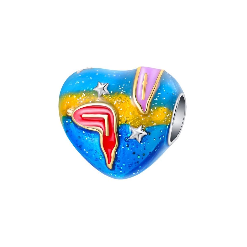 S925 Silver Iris Flower Starry Sky Sunflower Pendant Clasp Bead Bracelet DIY Jewelry Accessories