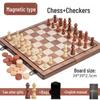 Magnetic Two-in-One Folding Wooden Chess and Checkers Educational Game Set