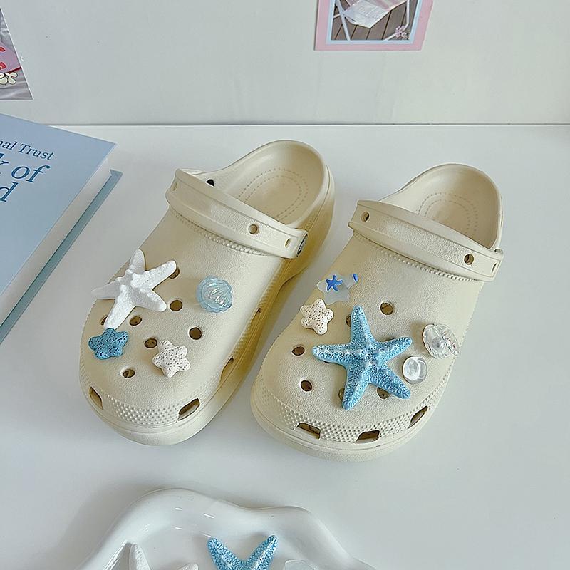 9 шт./набор Океаническая вулканическая порода Морская звезда Сделай сам Съемные аксессуары для обуви для женских пляжных сандалий Шлепанцы Декоративные пряжки