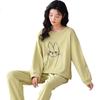 DOLAMI Women's Pajamas, Spring And Autumn Pure Cotton Long-Sleeve Casual Wearable Thin Ladies' Loungewear Set for Spring And Autumn, 2XL