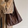Bag large capacity retro PU solid color texture versatile handbag simple casual commuting mother and child tote bag