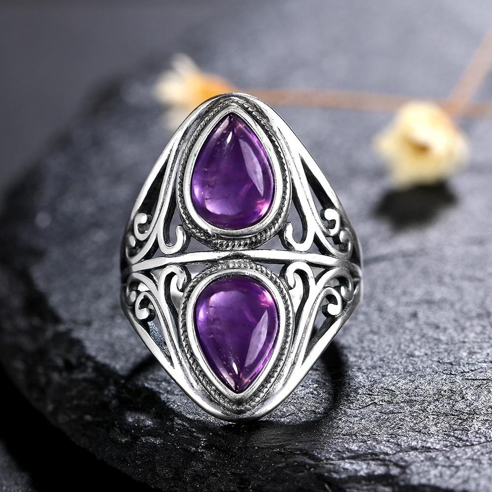 CopperRings Кольца с натуральным аметистом для женщин Свадебные кольца Подарок на годовщину Изящные ювелирные изделия