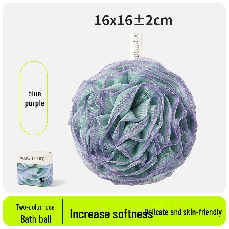 Two-Color Rose Bath Flower - Extra Large, Durable, Soft Lathering Bath Ball for Women