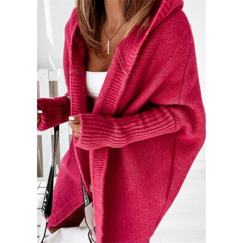 Женский осенне-зимний вязаный свитер с капюшоном, мягкий свободный свитер с капюшоном