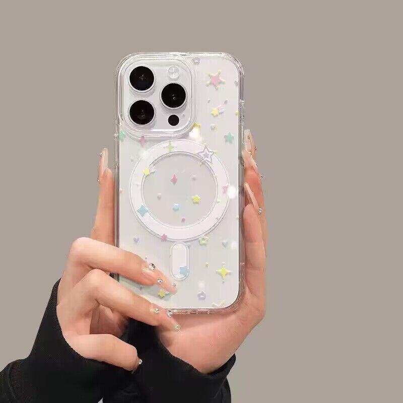 Милый Мультяшный Чехол с Рисунком Вишни, Магнитный Чехол Magsafe для iPhone 16 Pro Max 16E 11 12 13 14 15 Pro Max 13 Mini 16 Plus