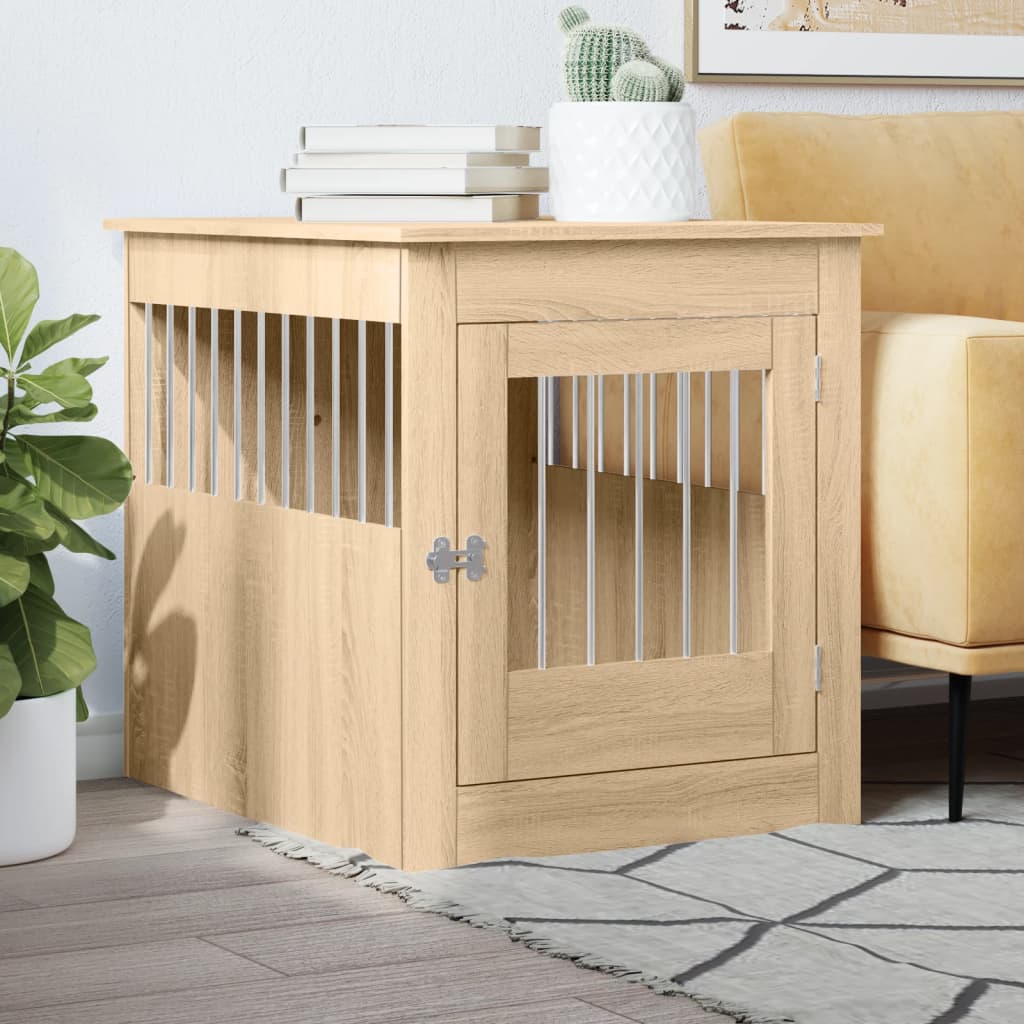 Furniture Style Dog Crate in Sonoma Oak 64.5 x 80 x 71 cm Particleboard