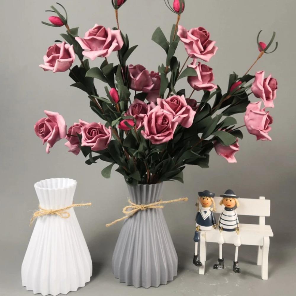 Rattan Living Room Ceramic Flower Pot Plastic Flower Vase Simplicity Flower Vase Imitation Ceramic