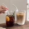 INS Полосатая Кружка для Холодного Кофе Креативные Стеклянные Чашки Лед Сок Коктейль Питьевая Чашка Стеклянная Посуда Бутылка для Воды Домашние Аксессуары