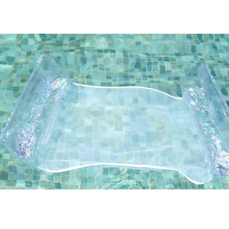 Горячая Распродажа Прозрачное ПВХ Плавающее Кресло с Блестками Надувной Гамак для Взрослых 130*70см Овальный