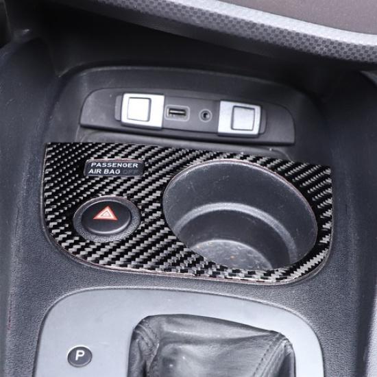 Carbon Fiber Center Warning light button Trim Sticker For Seat Leon 2008-12