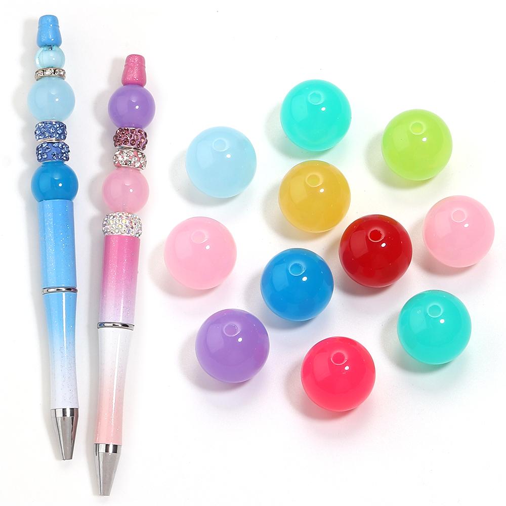 20pcs/lot 16mm Jelly Colored Acrylic Beads Loose Spaced Round Beads For Jewelry Making DIY Charms Bracelet Necklace Accessories