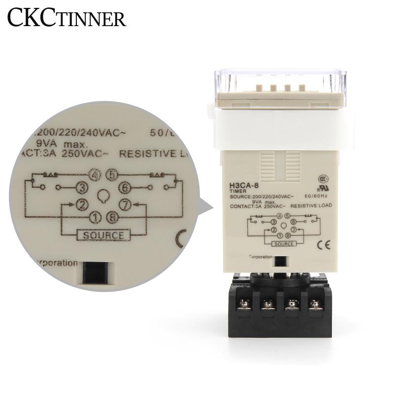 H3CA-8 Time relay delay timer 0.1S-9990hPin Timer industrial household Digital solid state timer3