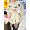 New Super Realistic Three Flower Cat Backpack Pure Handmade Cute Cat Plush Doll Shopping Bag Travel Storage Makeup Bag Gift