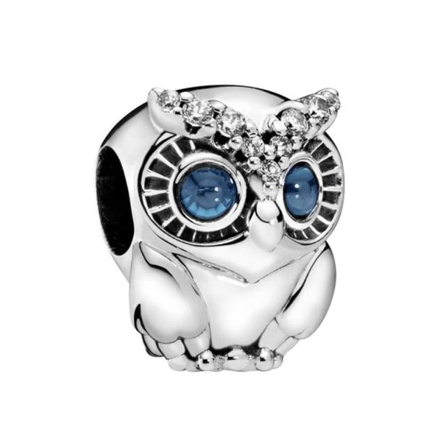 Серебряный кулон «Счастливый кот, собака, коготь, Корона, Сова, любовь», подходит для маленьких ювелирных браслетов, женские оригинальные украшения из бисера