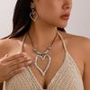 Ocean Style Conch & Starfish Necklace with Exaggerated Metal Rose Heart