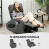 Modern Recliner Armchair with Manual Recline max 145 degrees, Upholstered in Grey Chenille, 69x91x101 cm