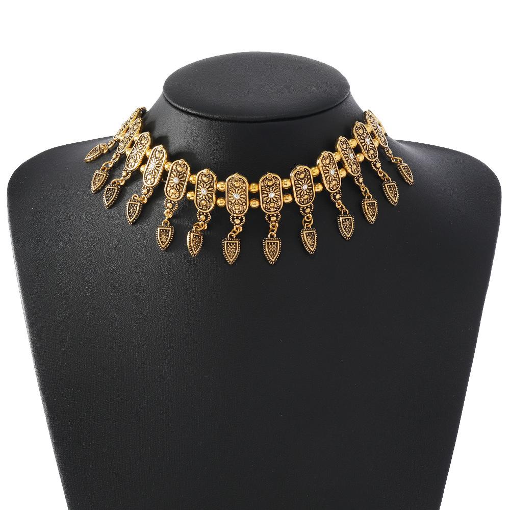 Ретро-цепочка для воротника со стразами в стиле бохо, ожерелье в этническом стиле, модные аксессуары для банкетного платья