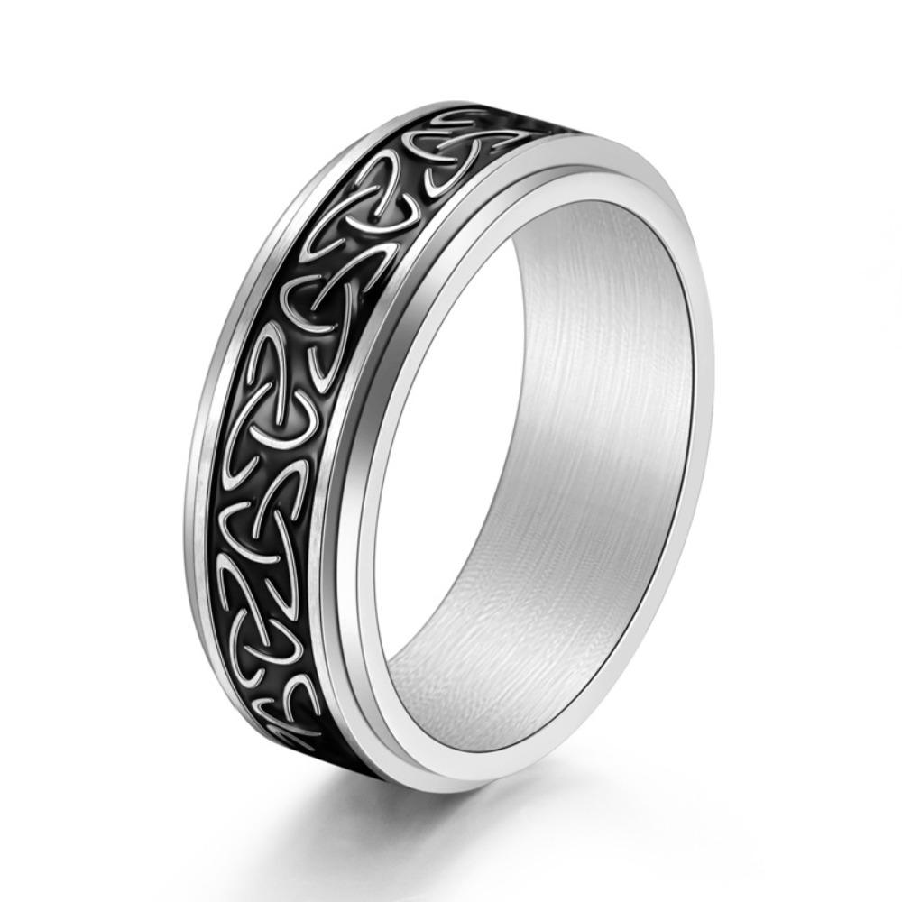 Stainless Steel Rotating Ring for Men Women Vintage Distressed Ring Stress Relief Fashion Jewelry