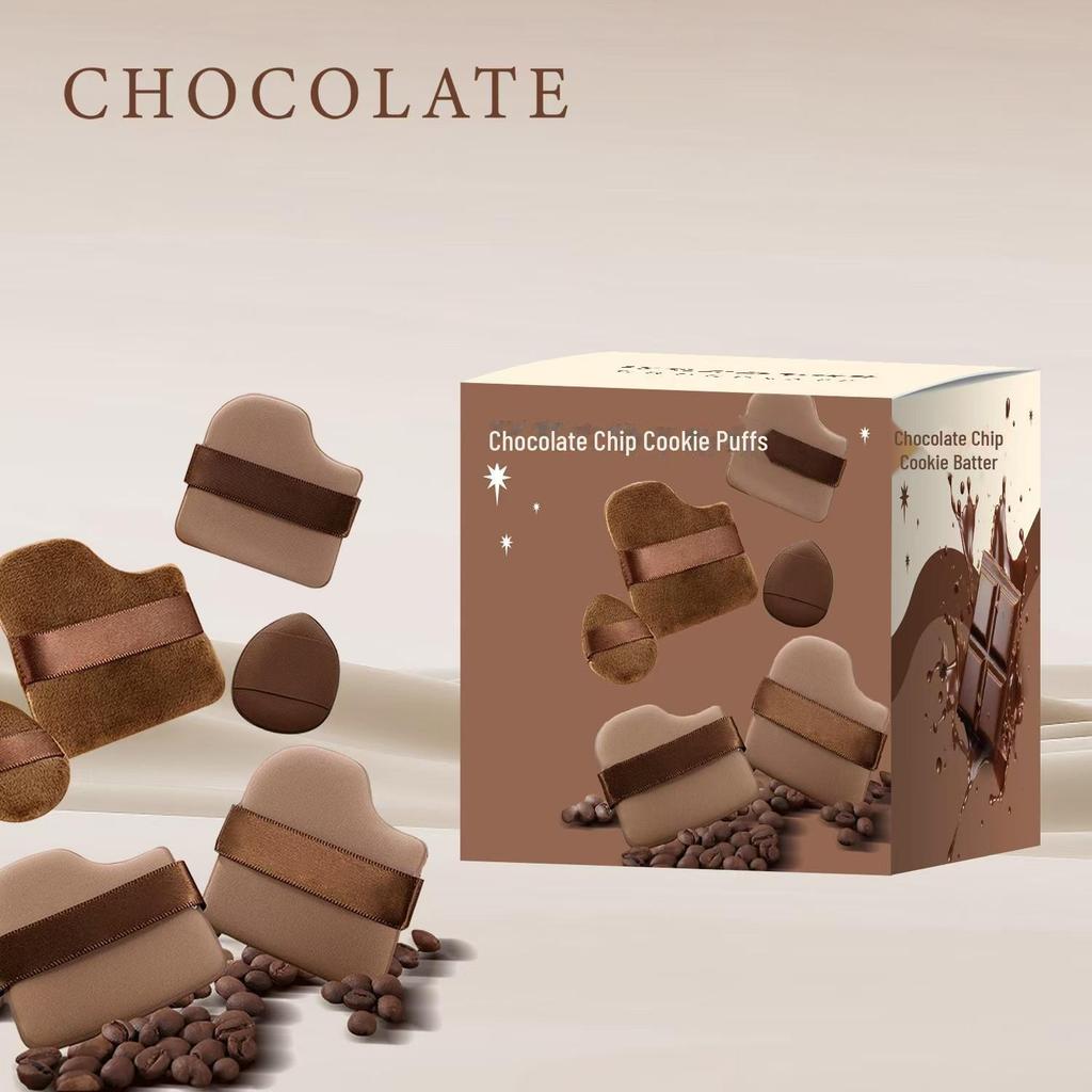 Слоеное шоколадное печенье двойного назначения в стиле Го Сяоню: Очень мягкий, флокированный кожаный инструмент для нанесения основы под макияж, подходит для сухого и влажного нанесения, не впитывает влагу.