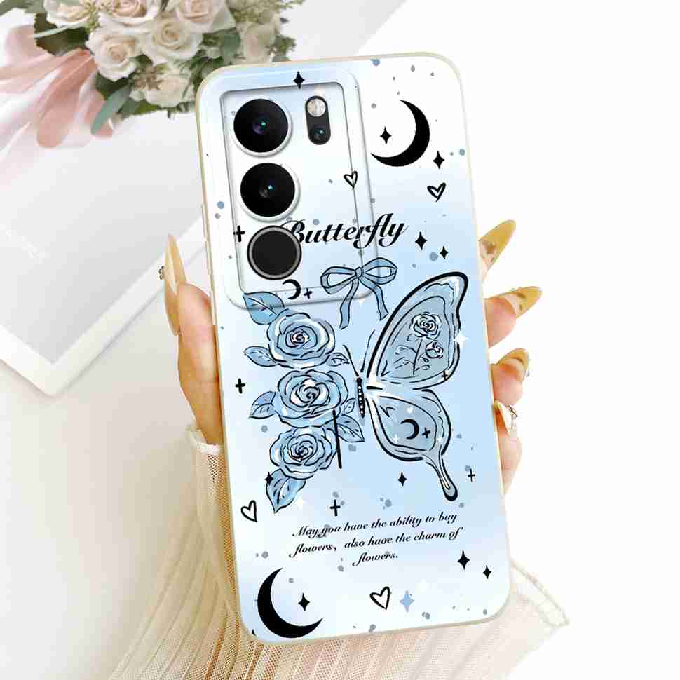 For vivo S17 V2283A Case Cute Cartoon Cat Butterfly Silicone Back Cover For Vivo S17 S17 Phone Protection Cases Fundas