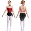 Kids Girls Lyrical Dance Performance Costume Sleeveless Rhinestone Ballet Gymnastic Leotard Figure Skating Competition Dancewear