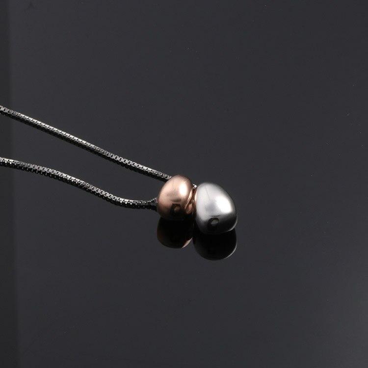 925 пробы стерлингового серебра Личность двухцветное гладкое каплевидное ожерелье капли воды ожерелья цепи ювелирные изделия S-N366