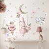 Watercolor Cartoon Rabbit Flower Butterfly Wall Stickers Removable for Kids Girls Rooms Nursery Children Wall Decals Home Decor