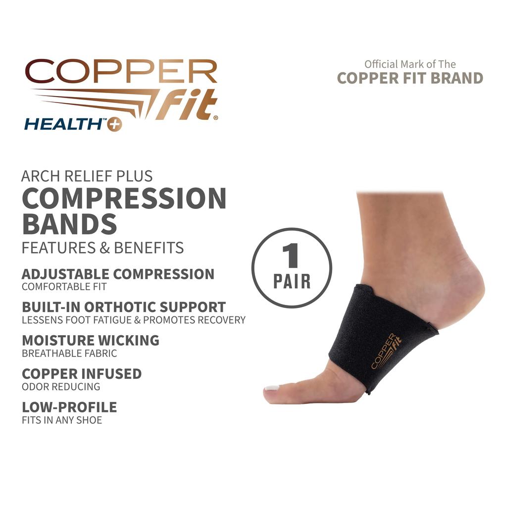 Copper Fit Health Uni Arch Relief Plus with Orthodontic Support Black Built-in