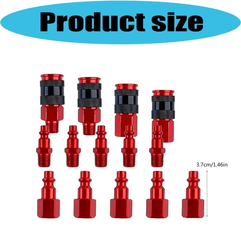 1/4 in Thread Air Hose Adapter Set with Metal Sleeve Lock Ends for Workshop Service, Garage Line Changes and Air Hose Use