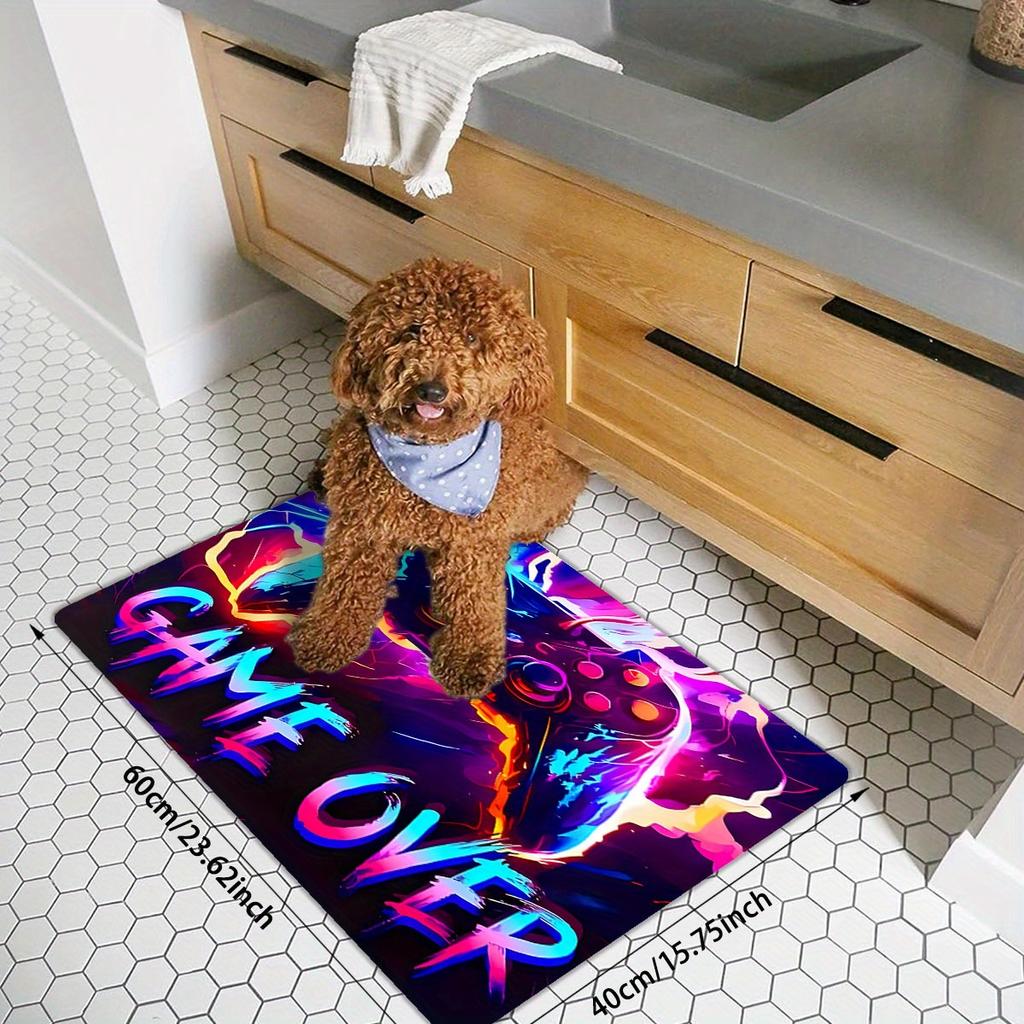 Crystal Velvet Game Controller Rug – Soft Colorful Polyester Area Carpet for Bedroom Gaming Room Living Room Decor