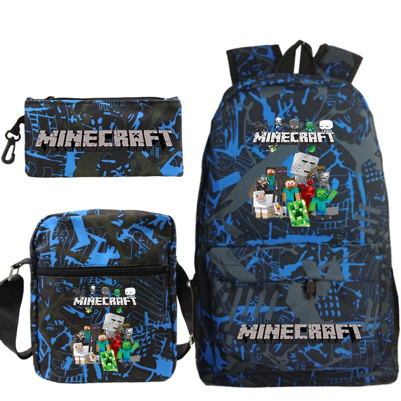 Школьная сумка Minecraft для начальной и средней школы Детский рюкзак Рюкзак Сумка через плечо Пенал Набор из трех предметов