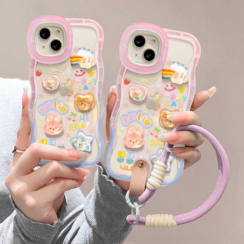 Applicable To Apple 15 Promax Mobile Phone Case IPhone 14 Cloud Doll Lanyard 13 Invisible Double Bracket 12 Silicone
