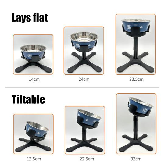 Подставка для миски для собак с 3 уровнями высоты, регулируемая подставка для кормления домашних животных, наклоненная на 15 градусов, держатель для миски для собак средних и крупных пород