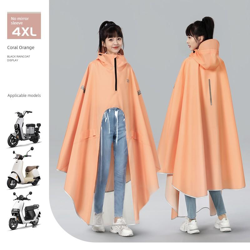 Women's Electric Battery Motorcycle Thickened Single Long Raincoat
