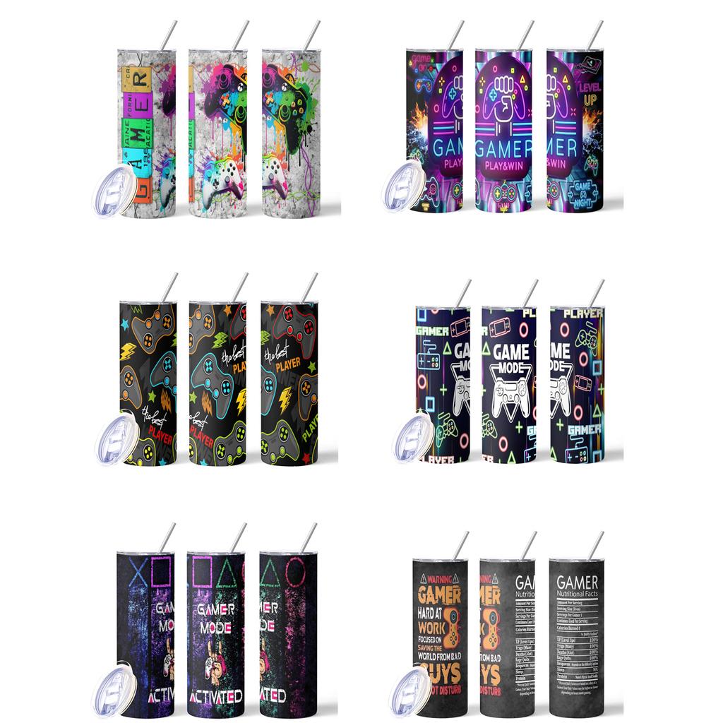 20oz Tumbler gamer win mode Vacuum cup Double Stainless Steel Water Bottle with Straw for Hot or Cold Drink The Best Player gift