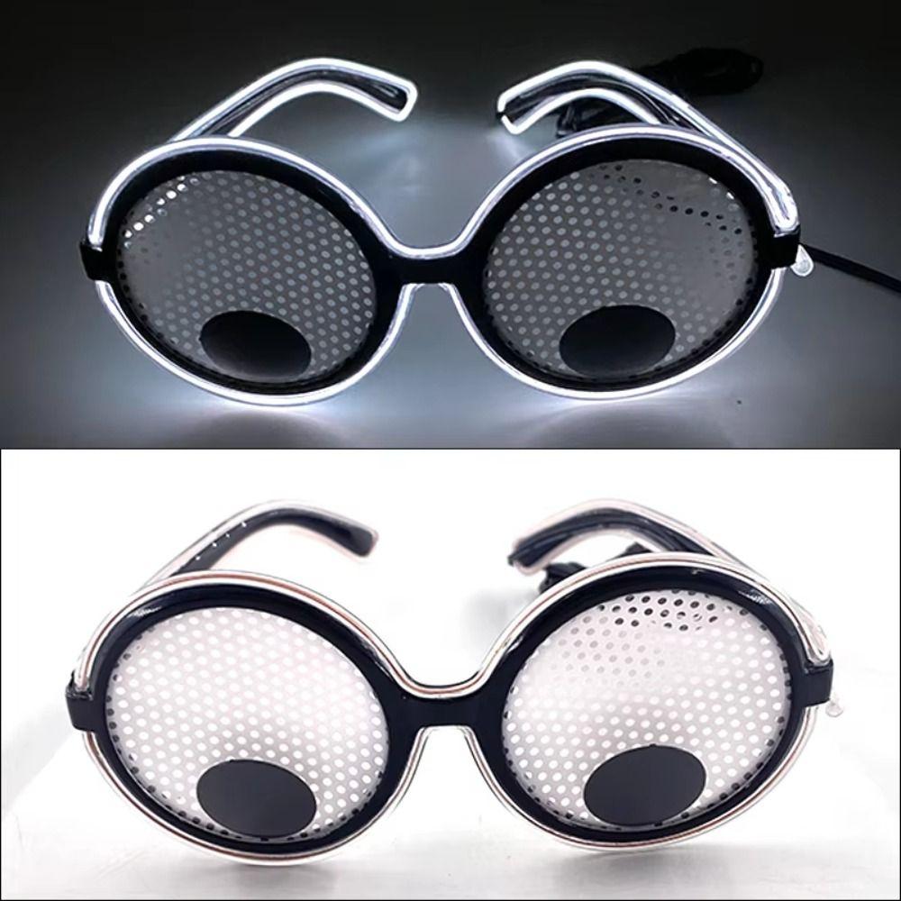 Round Frame Glowing Glasses Rotating Eyeballs Party Glasses Anime Novelty Glasses Halloween Party