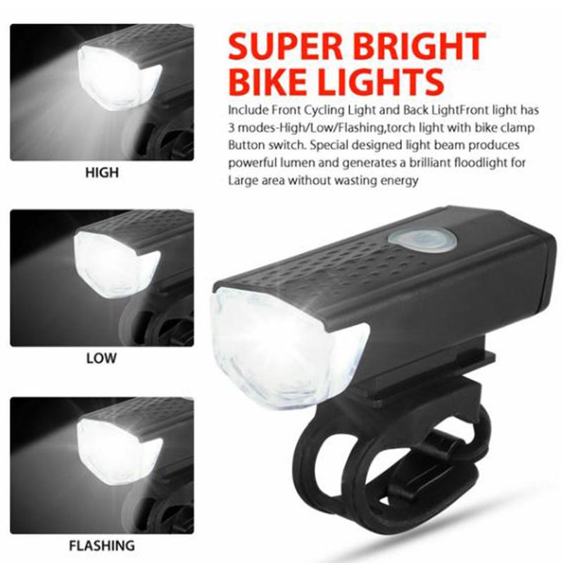 Перезаряжаемые велосипедные светодиодные фонари Usb-фары + задние сигнальные фонари