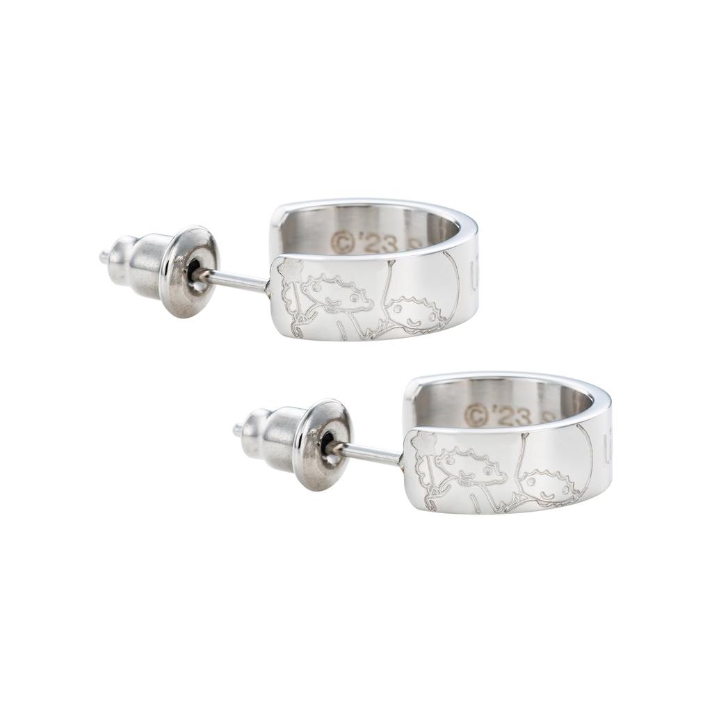 White Clover Little Twin Stars Sanrio Characters Stainless Steel Half Hoop Earrings (2 pieces/for both ears) SAST-P008SV