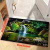Natural Forest And Waterfall Landscape Vintage Boho Kitchen Mat Soft Thickened Kitchen Floor Mat Waterproof Non-slip Oil-proof Floor Mat Runner Rug