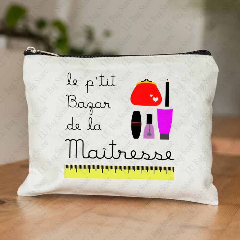 Женская косметичка на тему "Учитель" Косметичка в стиле Maitresse с дизайном в французском стиле Образовательный мотив Кошелек Для работы или школы