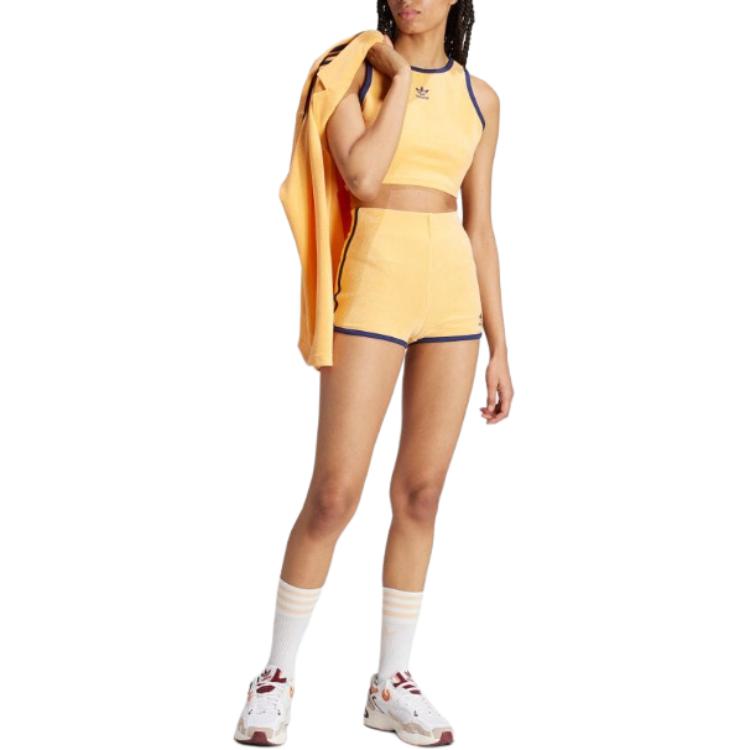adidas Женские укороченные топы с контрастным логотипом Originals, желтые JH0621