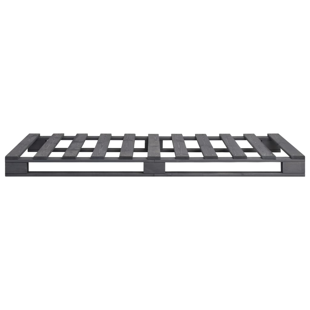 vidaXL Palettenbett Grau Massivholz Kiefer 90×200 cm